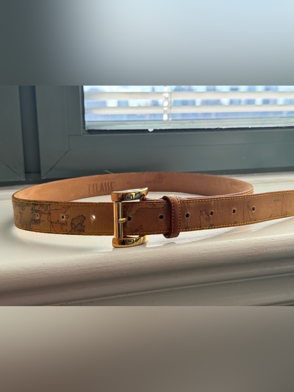 Alviero Martini 1ᴬ Classe Geo Classic map-print leather belt - Picture 3 of 7